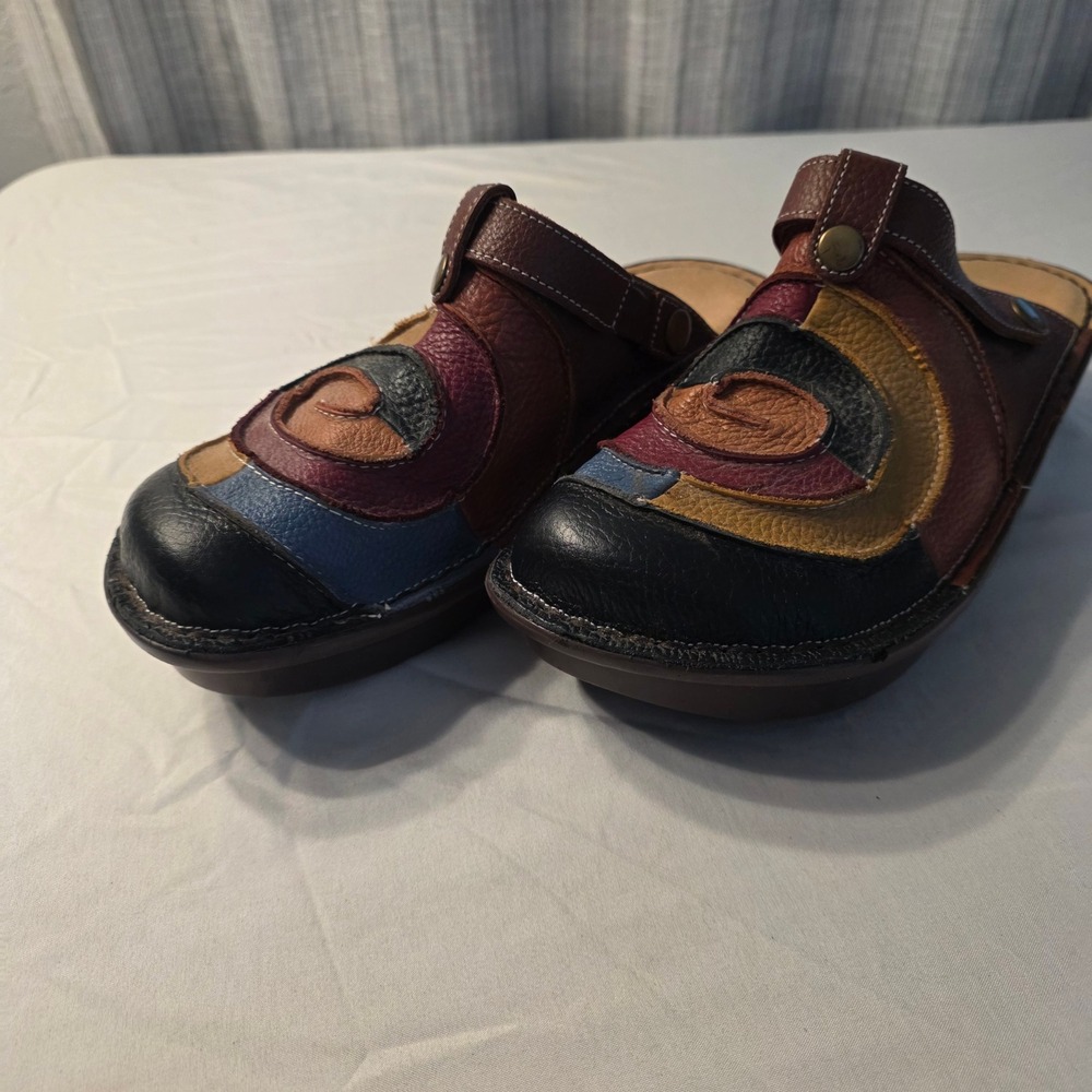 Spring Step Lollipop Clogs Womens EU 42 Leather Mules Multicolor Boho Patchwork